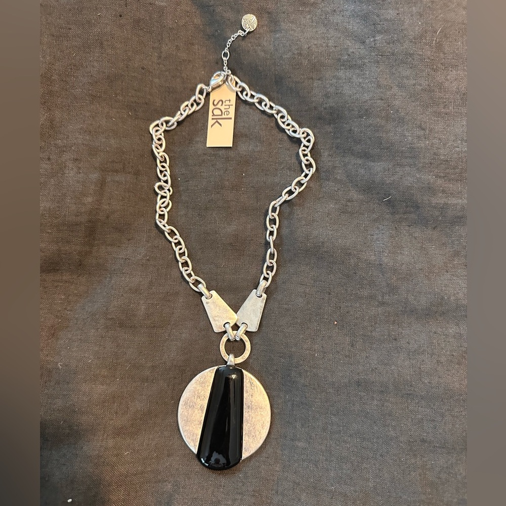 The Sak black and silver pendant necklace NWT
